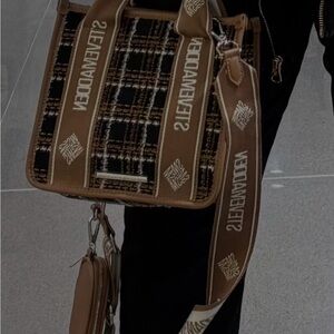 Steve Madden Brown Plaid Shoulder Bag